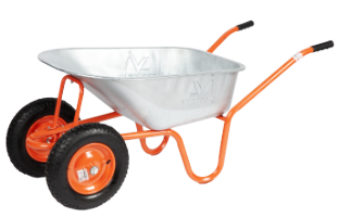 Wheelbarrow P Galvanized Tray with Two Pneumatic Wheels and Metal Rim