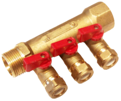 Brass Manifold with Valves for Copper Pipe 1"-15