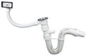 Flexible Sink Siphon with Waste, Washing Machine Connector and Overflow Texo